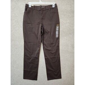 Lee Relaxed Fit All Day Straight Leg Pants Womens 12 Brown Stretch NEW
